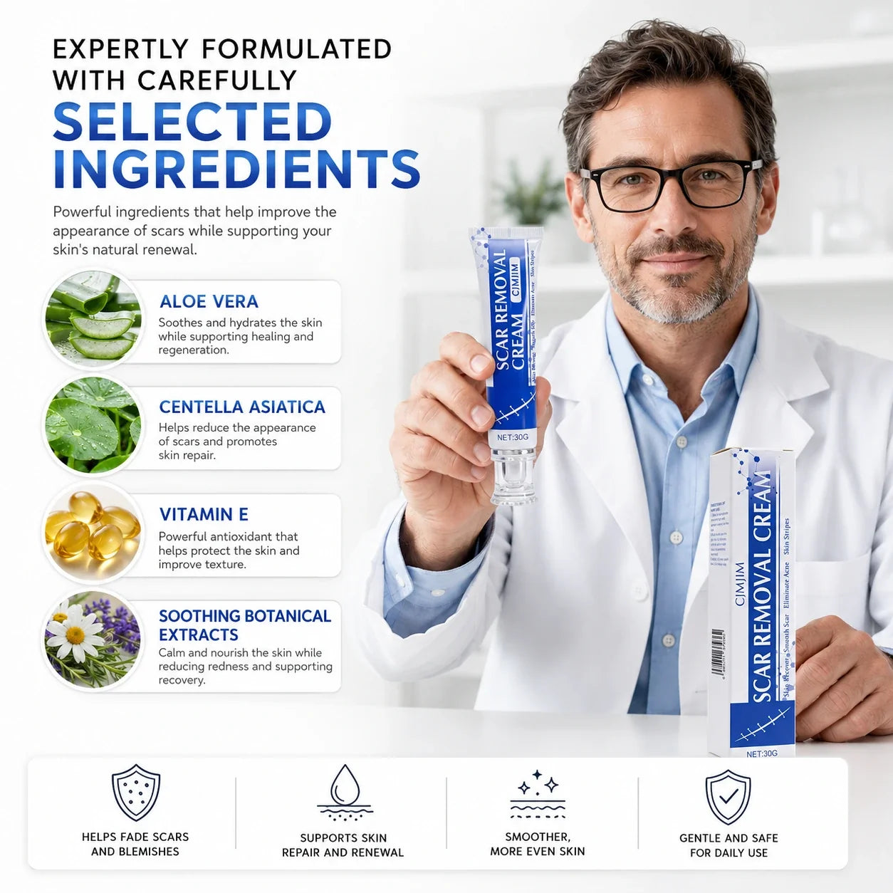 ScarSmooth- For Old Scars from Surgery, Acne, Burns