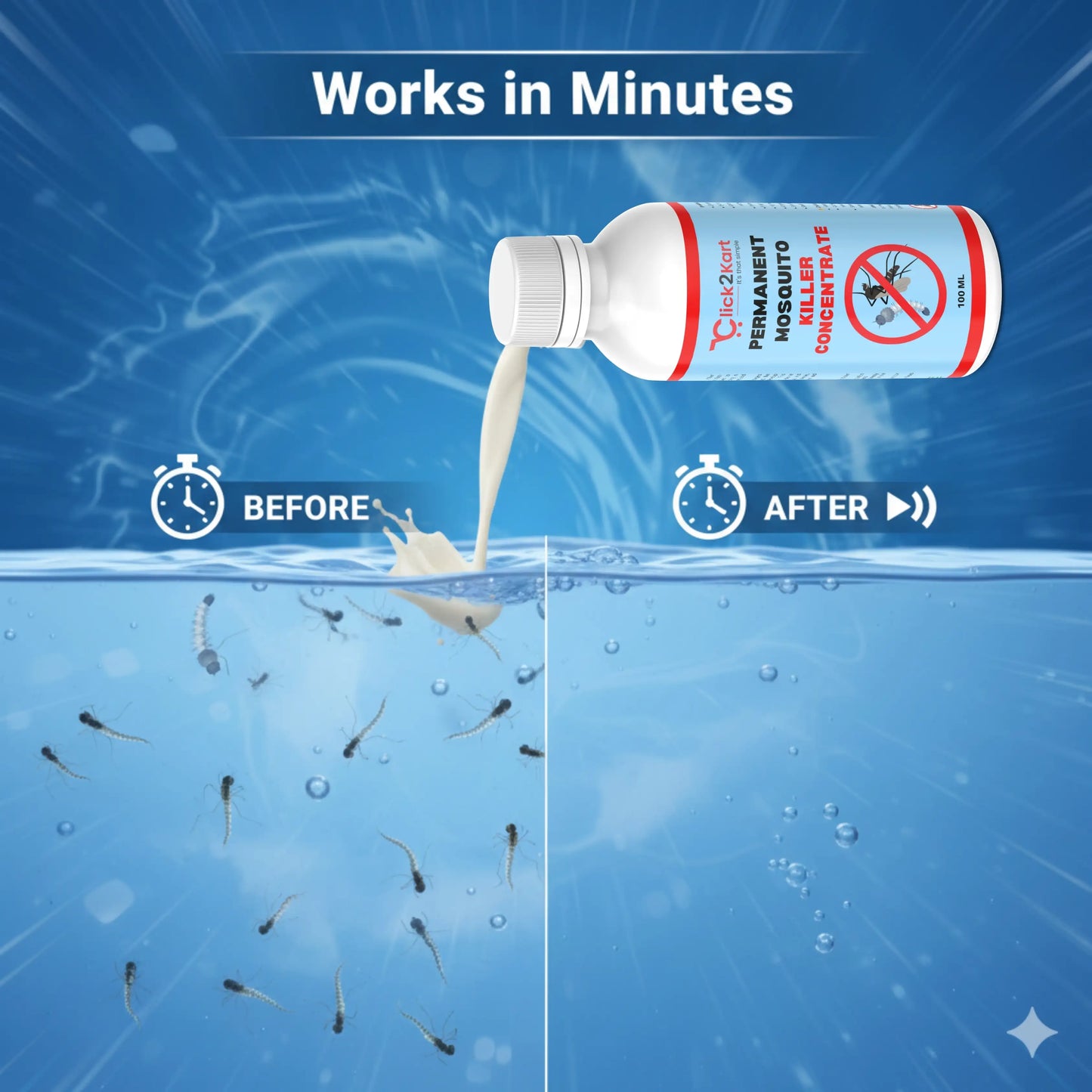 Permanent Mosquito Killer Concentrate | Fast-Acting Larvae & Mosquito Eliminator | Long-Term Home Protection
