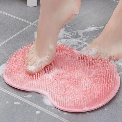 Silicone Foot Scrubber Mat for Shower (30x23cm) | Non-Slip Foot Cleaning & Massage Mat with Soft Bristles