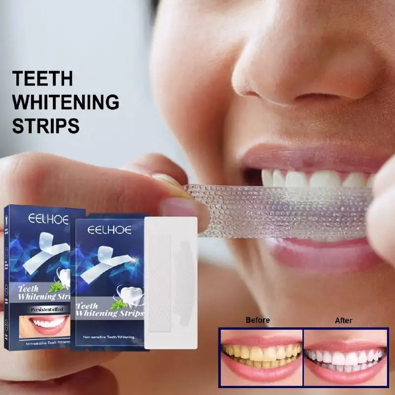 Teeth Whitening Strips Kit | Portable Dental Whitening Strips | Reduced Sensitivity White Strips for Home Use