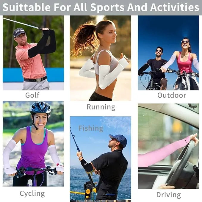 Unisex UV Protection Arm Sleeves (Fingerless) | Full Arm Sun Protection Gloves | Anti-UV, Dust-Proof