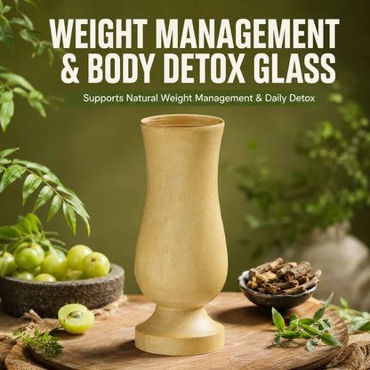 SugarCare Balance Wooden Vijaysar Detox Glass - (100% Natural Neem Wood)