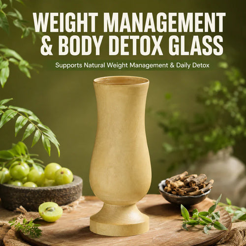 SugarCare Balance Wooden Vijaysar Detox Glass - (100% Natural Neem Wood)