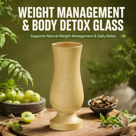 SugarCare Balance Wooden Vijaysar Detox Glass - (100% Natural Neem Wood)