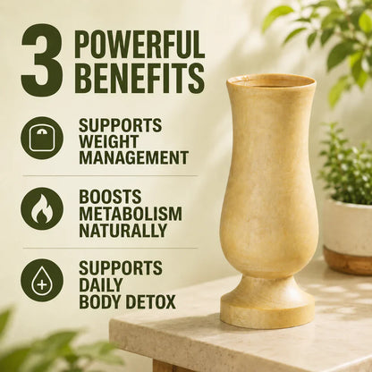 SugarCare Balance Wooden Vijaysar Detox Glass - (100% Natural Neem Wood)